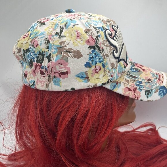 Robin Ruth Adult Floral Switzerland Hat Script Logo Thick Stitch Snap Back Cap - Picture 6 of 12